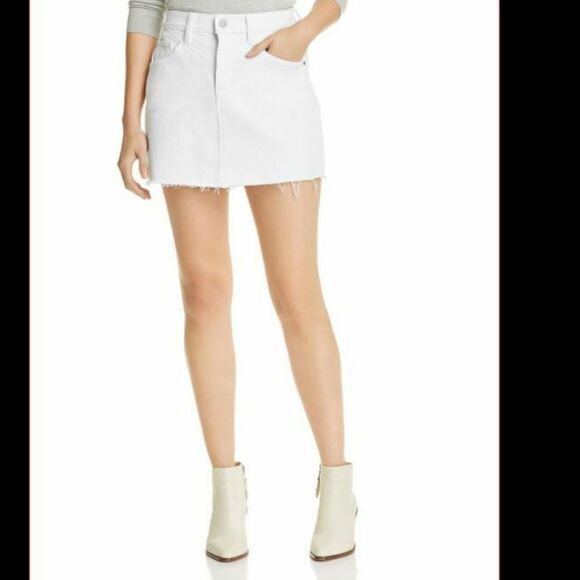 HUDSON VIPER MINI SKIRT IN WHITE DENIM - Picture 1 of 7